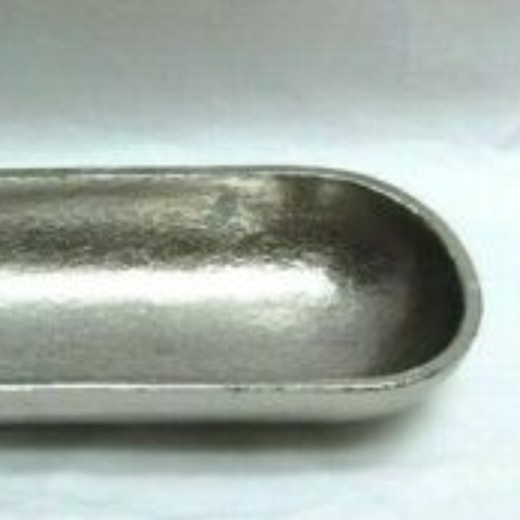 NWT -  Threshold Silver Decorative Tray Hammered Aluminum Metal 18" L by 3" W - Picture 3 of 3